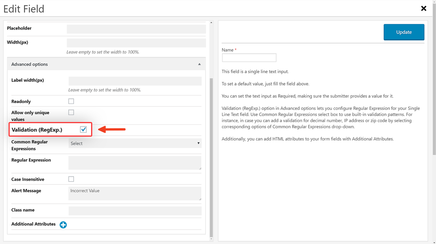 how to add custom validation rules through regular expression to form fields 10web help center how to add custom validation rules