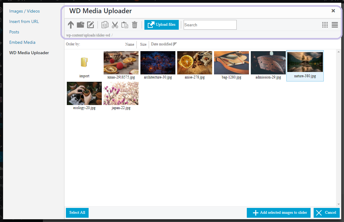 Adding Images Through WD Media Uploader – 10Web Help Center